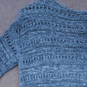 J. Jill Textured Blue Crew Neck Sweater